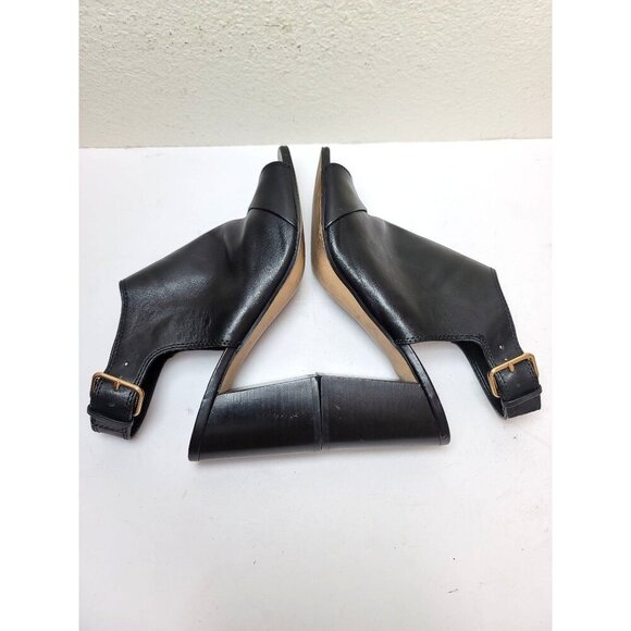 Aldo Women's Black Leather Open-Toe Block Heeled Sandals With Ankle Strap Size 1 - Picture 7 of 10